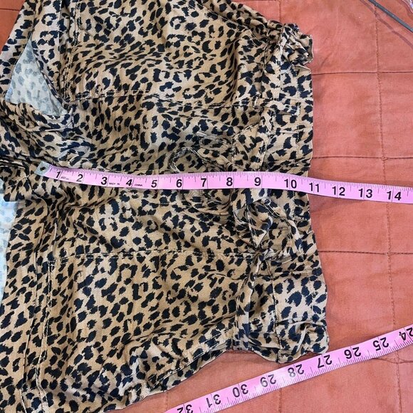 Aerie Brown & Black Leopard Print High-Waisted Tie-Front Women's Shorts Size S - Picture 6 of 7